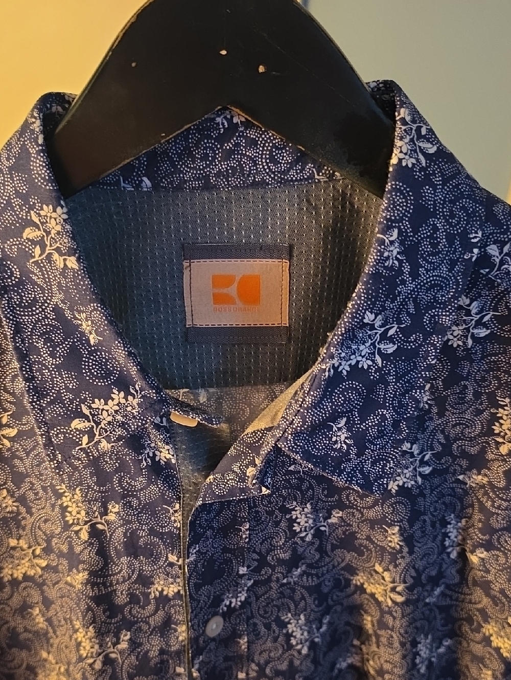 BOSS ORANGE Navy Blue Floral Button-Down Shirt